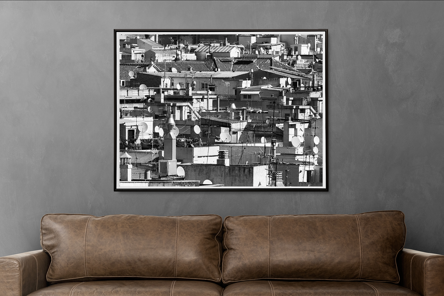 Fotografía en blanco y negro. Barcelona desde arriba. Rooftop. Tejado. Coleccionismo. Foto de autor. Interiorismo. Decoración.